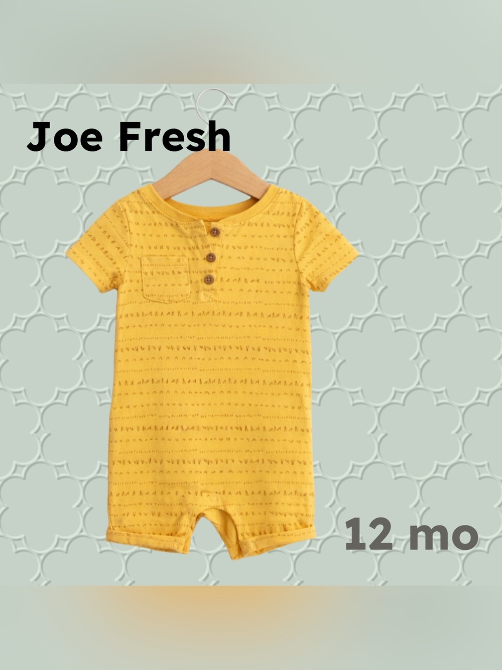🇨🇦👍GUC JOE FRESH |12m | Tribal Unisex Yellow Baby Summer Romper